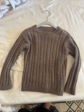 100% Cashmere Cable Knit Child’s Sweater in Taupe